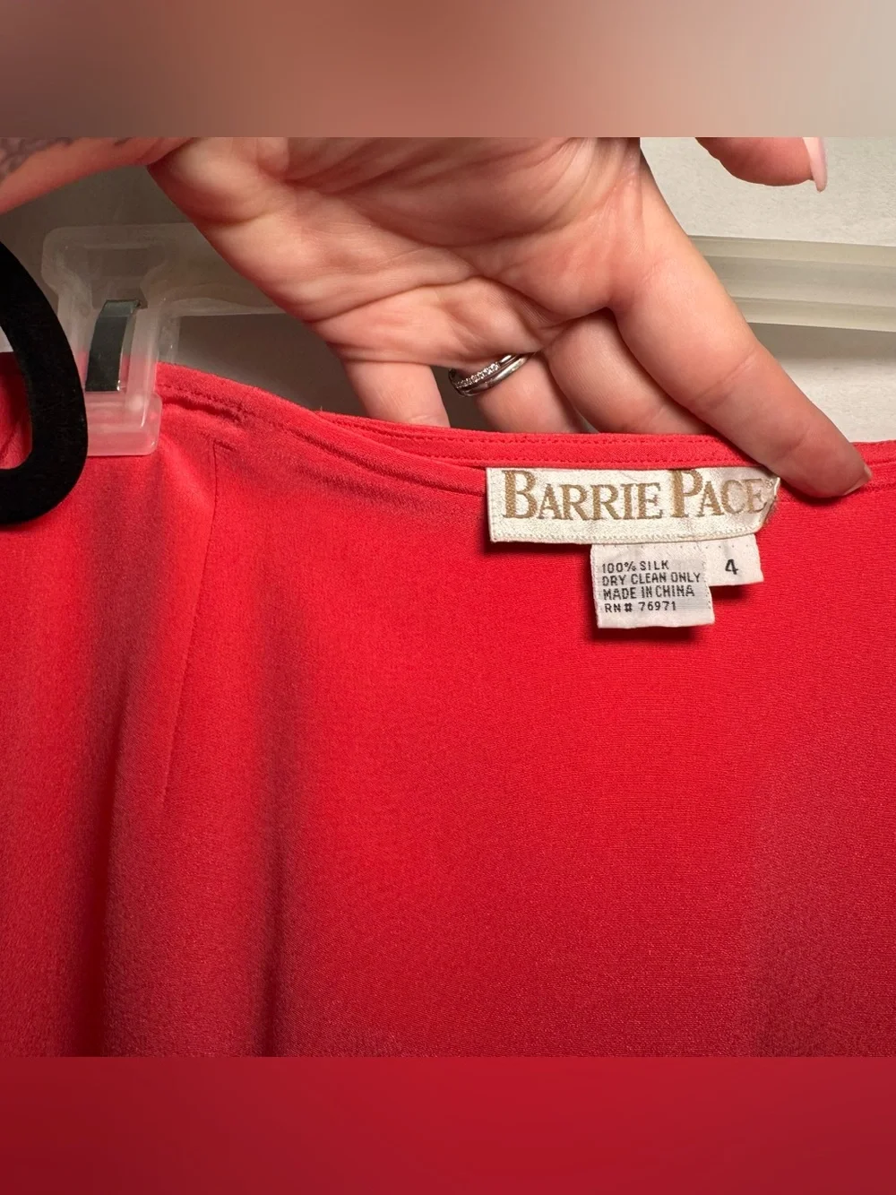 Vtg Barrie Pace 100% Silk 2 Pc Skirt Set 4 Coral Butterfly Satin Embroidered 90s